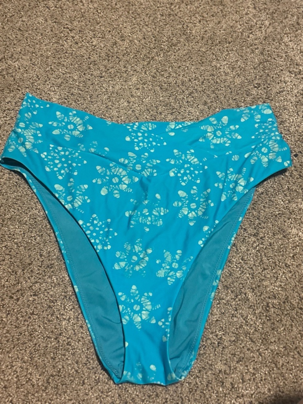 aerie Teal Blue Floral Bikini Bottoms
